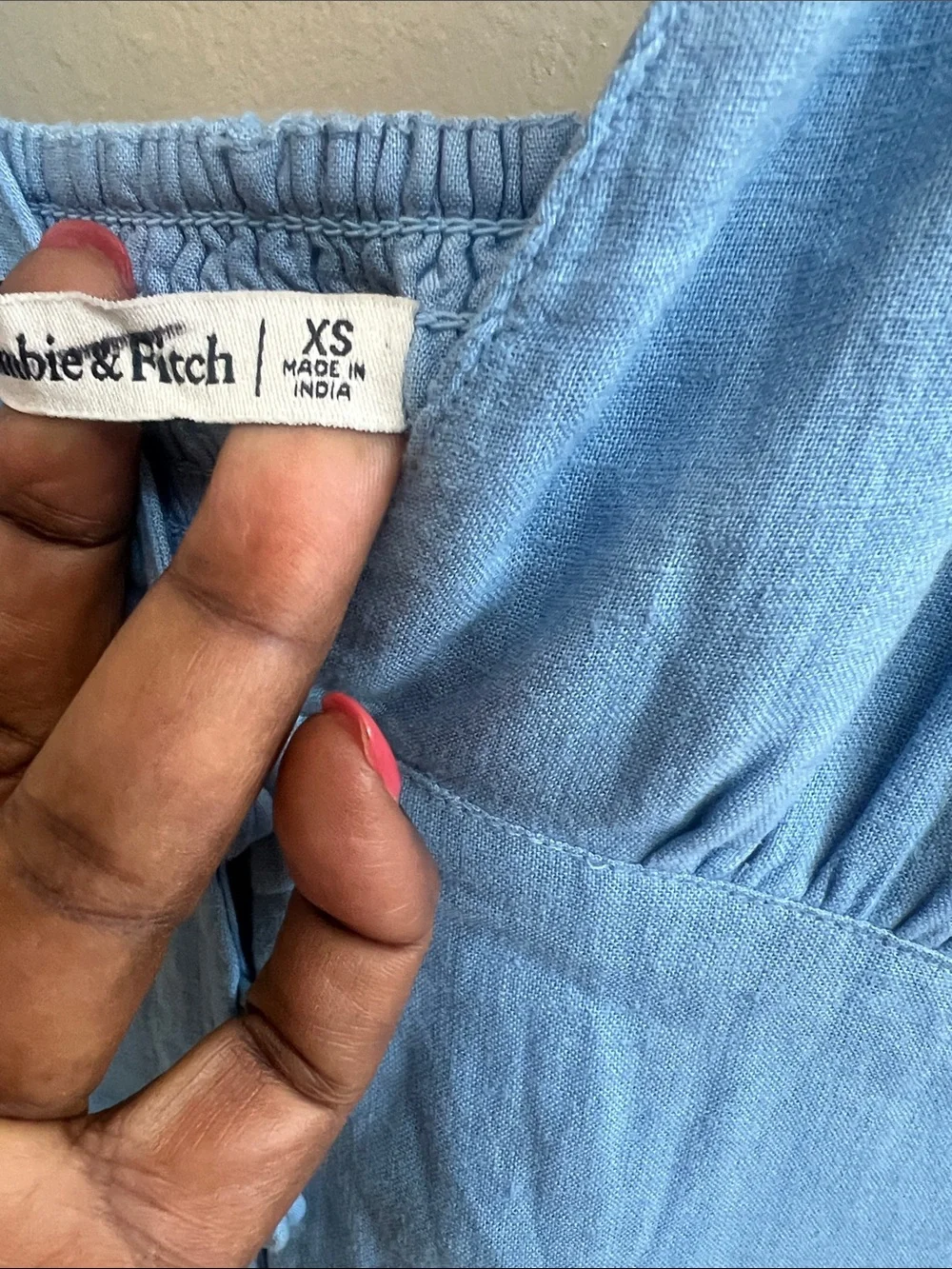 Abercrombie & Fitch maxi dress XS Button Front V-Neck Coastal Chic Light Blue